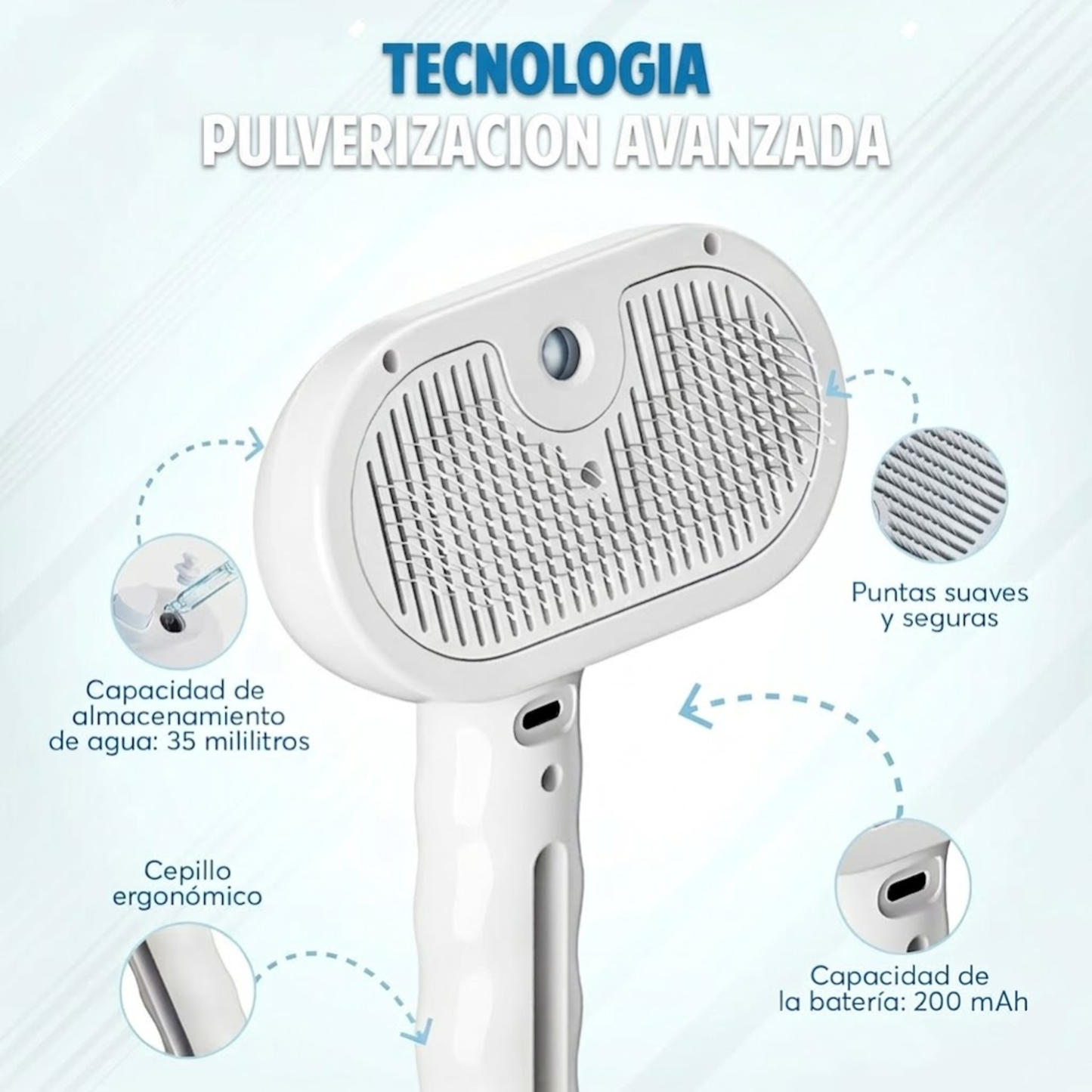 Cepillo vapor elimina pelo mascotas