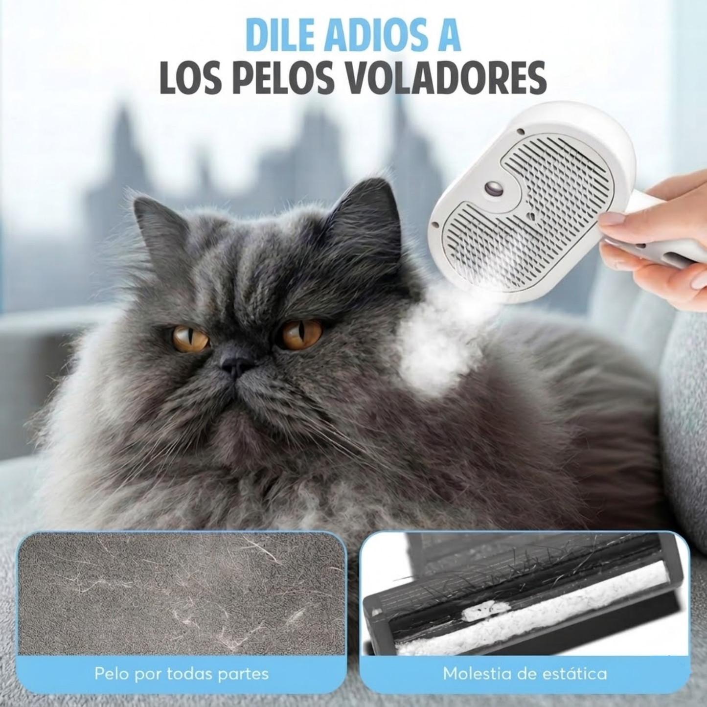 Cepillo vapor elimina pelo mascotas