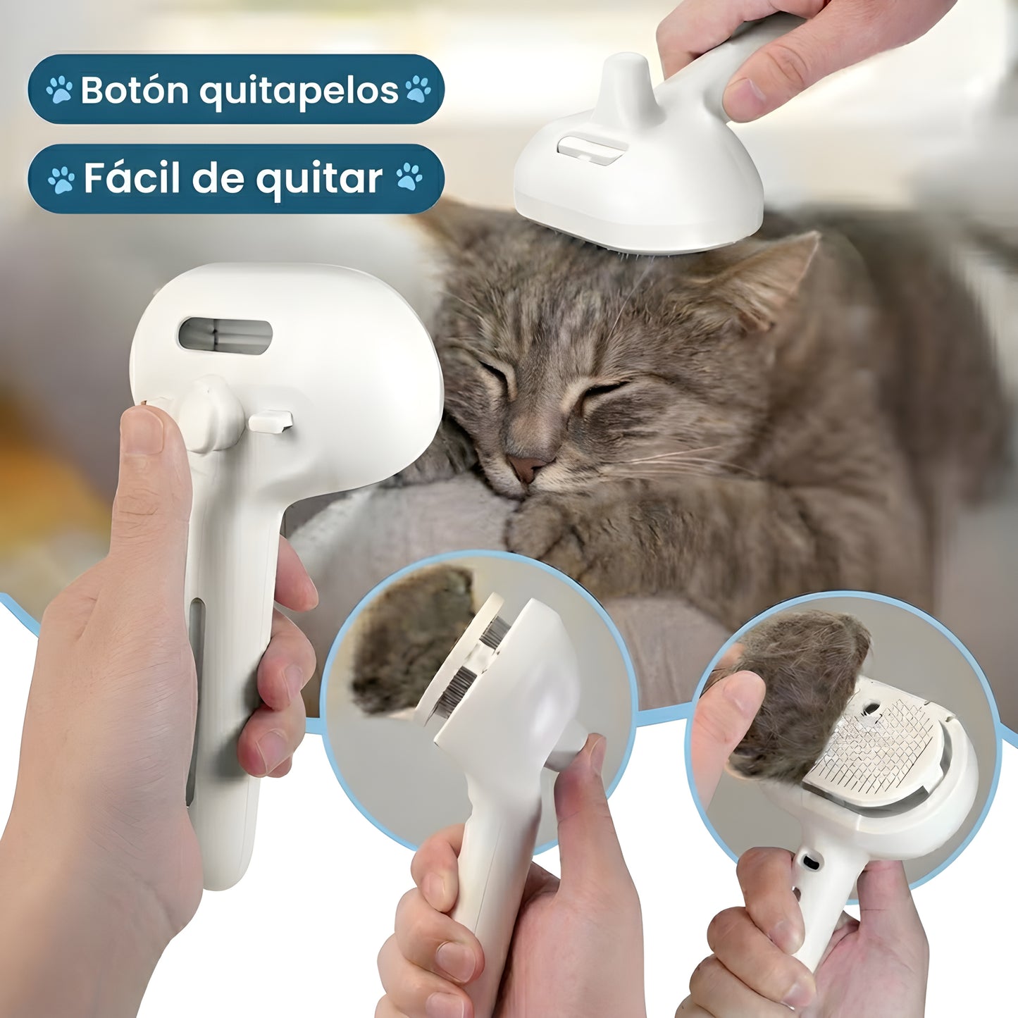Cepillo vapor elimina pelo mascotas