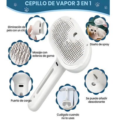 Cepillo vapor elimina pelo mascotas